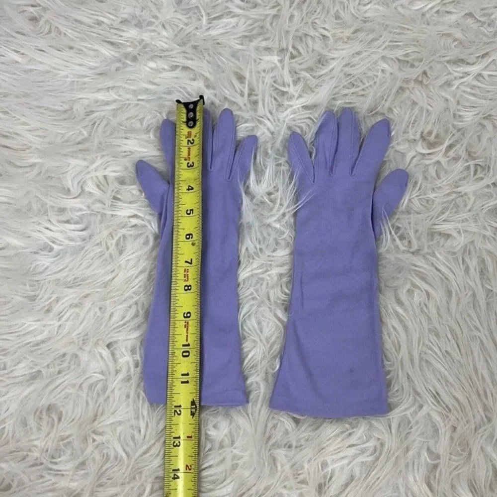 Vintage 70s Pastel Purple Nylon Cotton Forearm Length Womens Gloves ONE SIZE